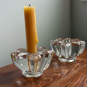 2 Vintage 60s Candle Holders Orrefors Kostaboda Sweden Stella Crystal Stars